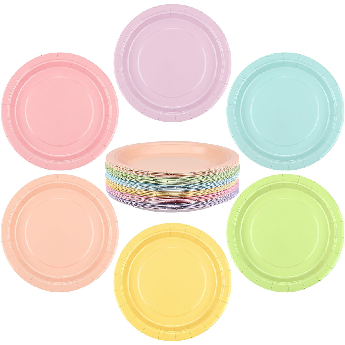 Breroa 72 Pcs Hot Pink Paper Plates 7 Inch Bulk Hot Pink Plates Disposable