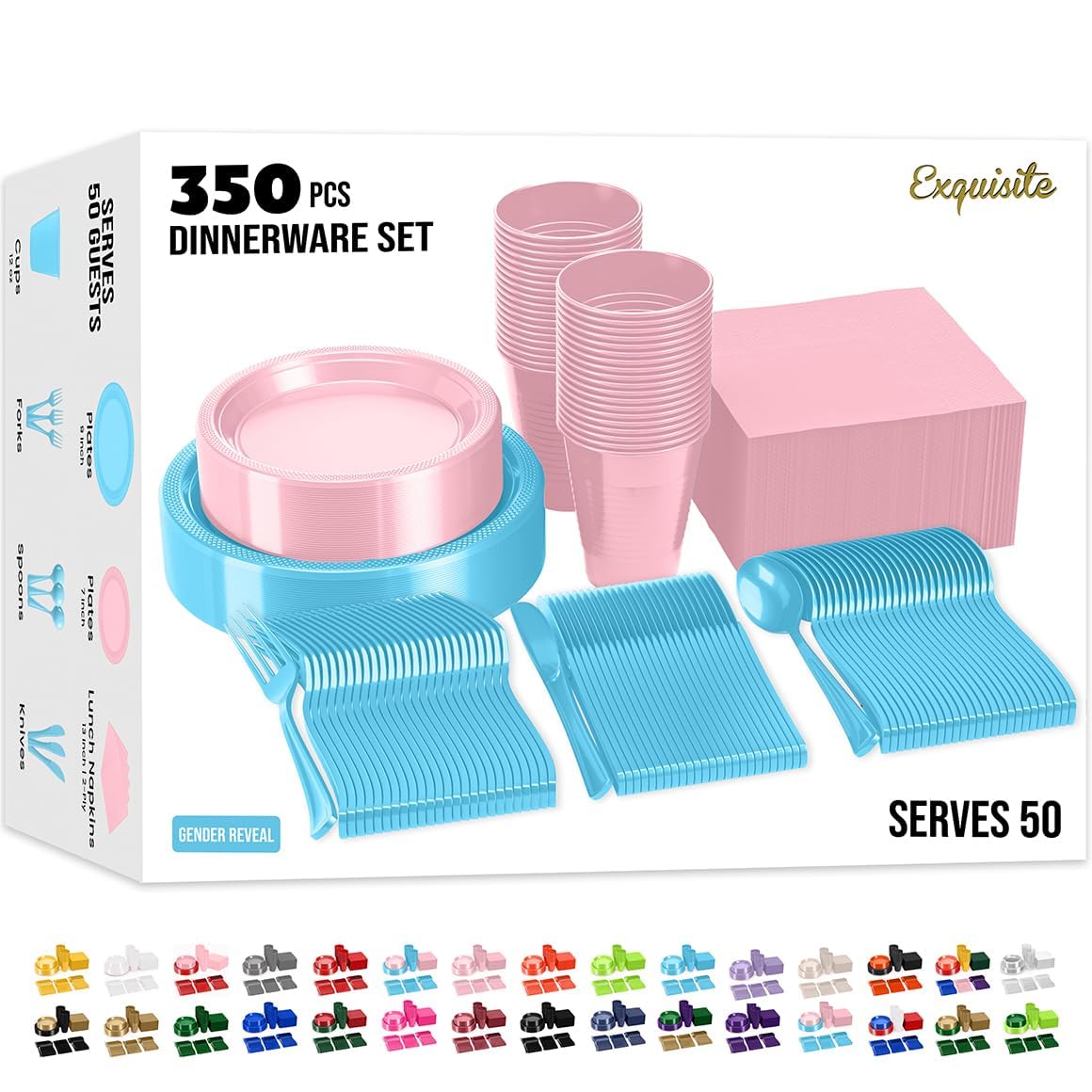 Exquisite 350 Pcs Pink Plates and Napkins Party Supplies Plate Sets