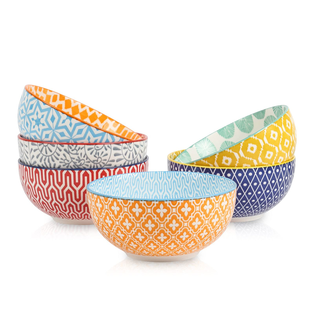 Selamica Ceramic 12 OZ Dessert Bowls Set, Ice Cream Bowls, 4.7 Inch Small Bowls for Snack, Side Dishes, Rice, Microwave Dishwasher Safe, Set of 6, Vintage Blue