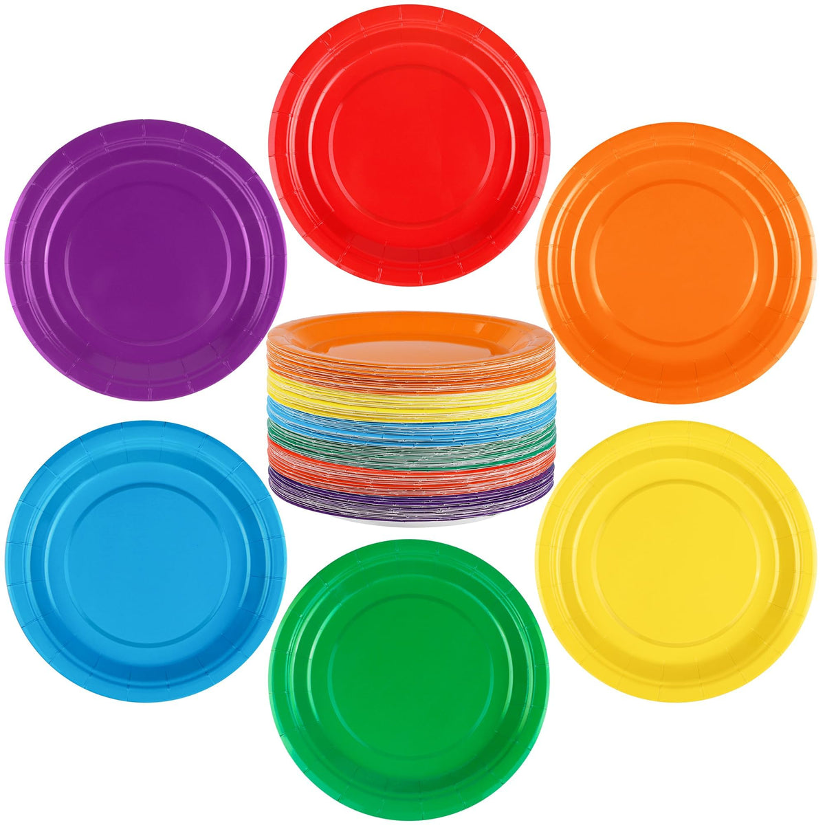 Breroa 72 Pcs Hot Pink Paper Plates 7 Inch Bulk Hot Pink Plates Disposable