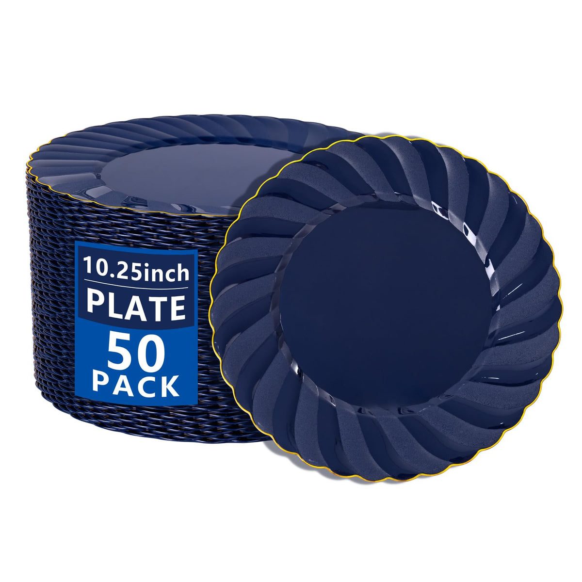 YOUBET 100Pack Ivory Scalloped Plastic Plates for Parties