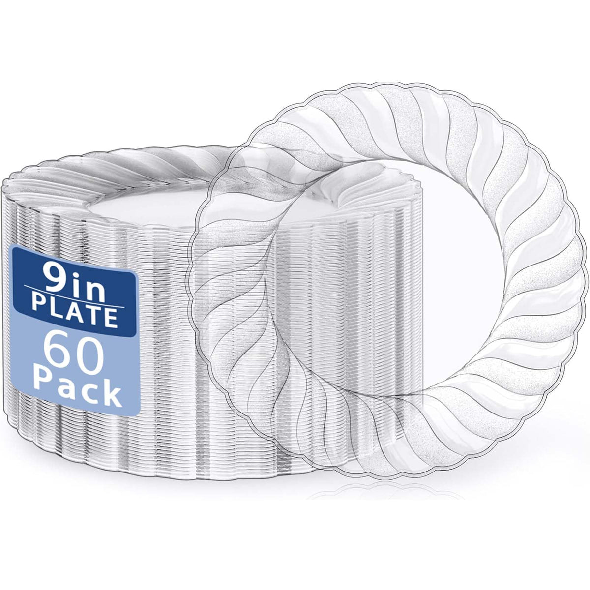U-QE 100 Pieces Clear Plastic Plates, 6 Inch Plastic Dessert Plates