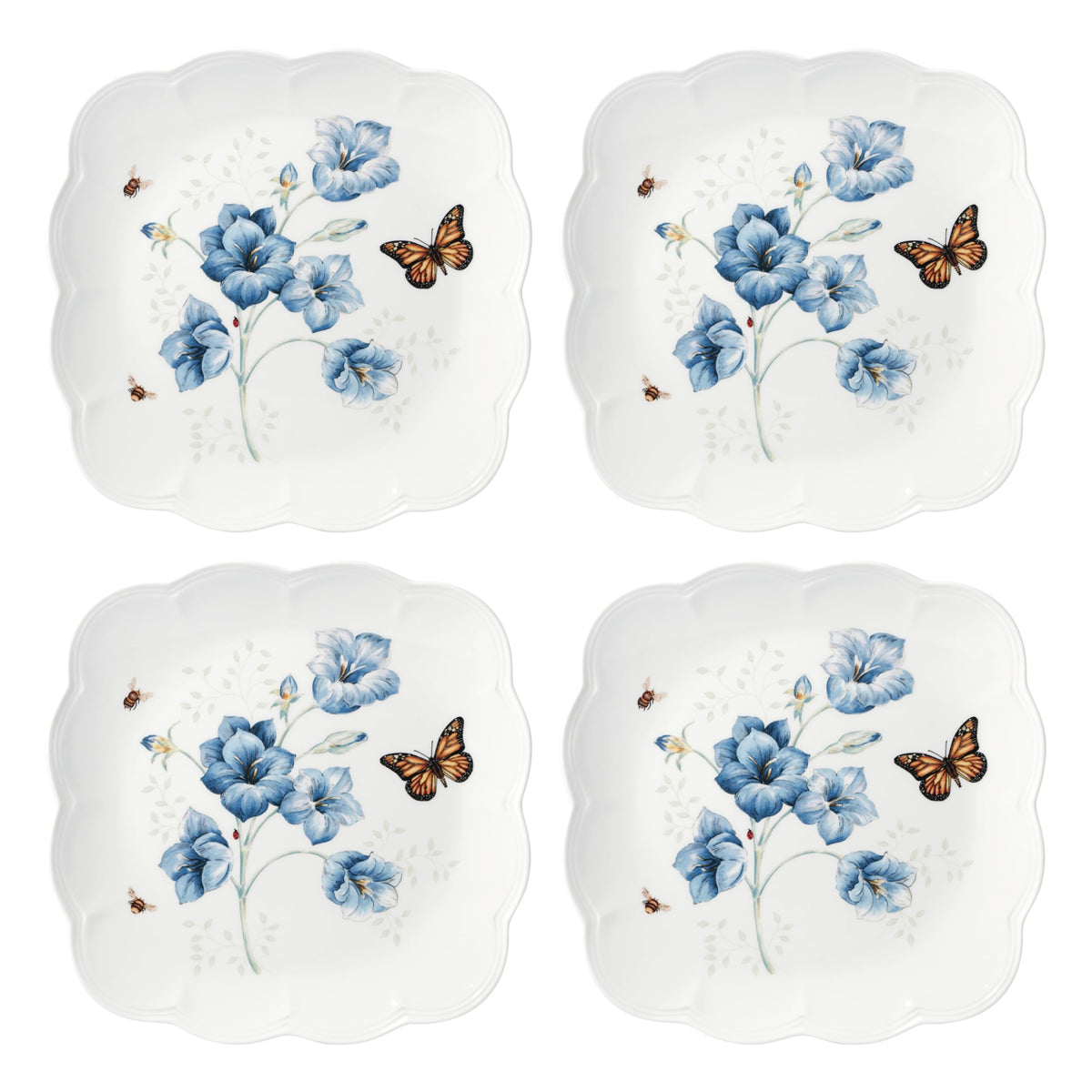 Lenox Butterfly Meadow Porcelain 16oz Rice Bowl Set for 4 (4-Piece)