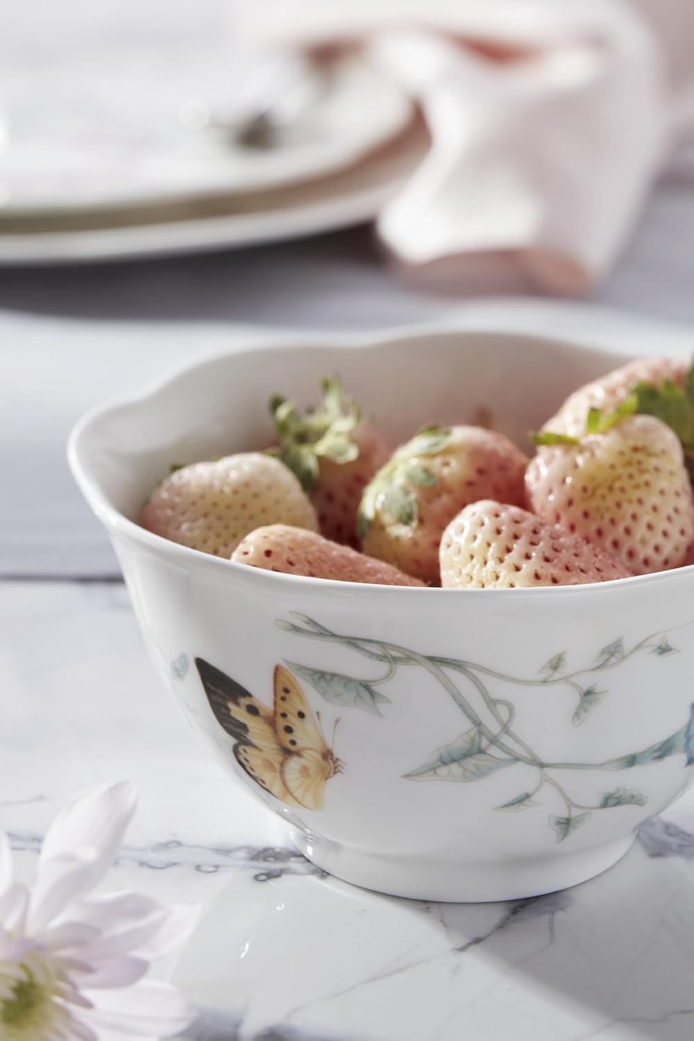 Lenox Butterfly Meadow Porcelain 16oz Rice Bowl Set for 4 (4-Piece)