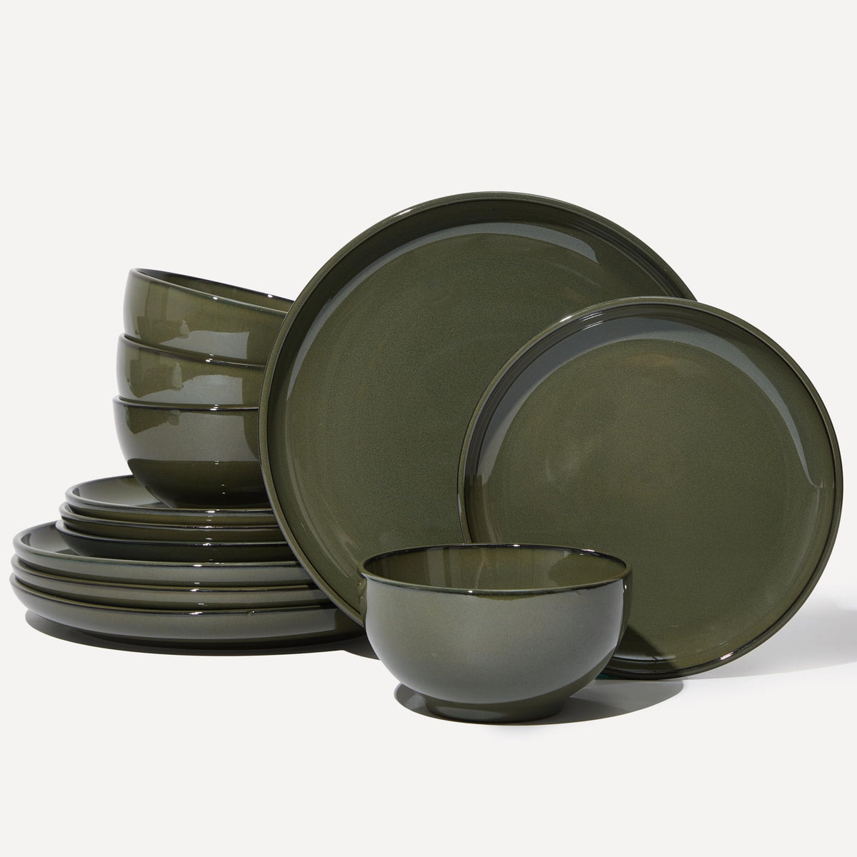 Pokini Stoneware Dinnerware Sets for 4, 12pcs Plates and Bowls Sets Dishes