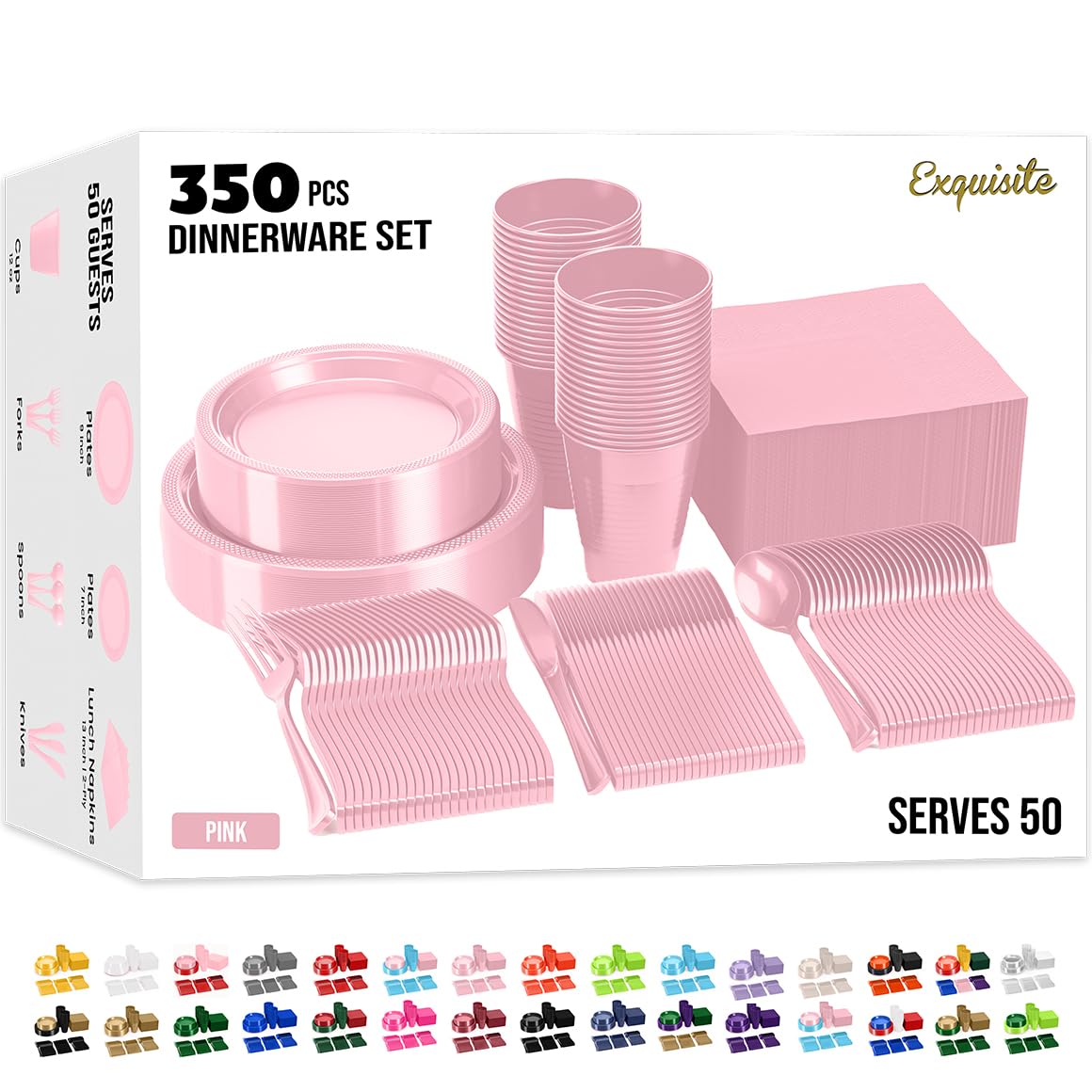 Exquisite 350 Pcs Pink Plates and Napkins Party Supplies Plate Sets