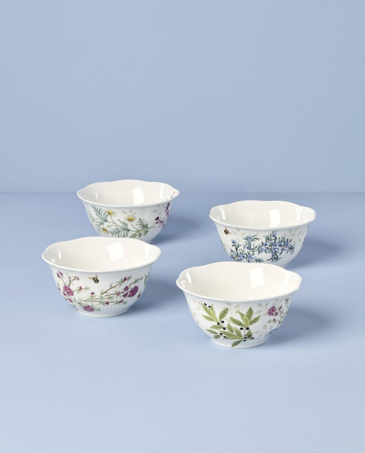 Lenox Butterfly Meadow Herbs Porcelain Rice Bowls, 18oz, Set of 4
