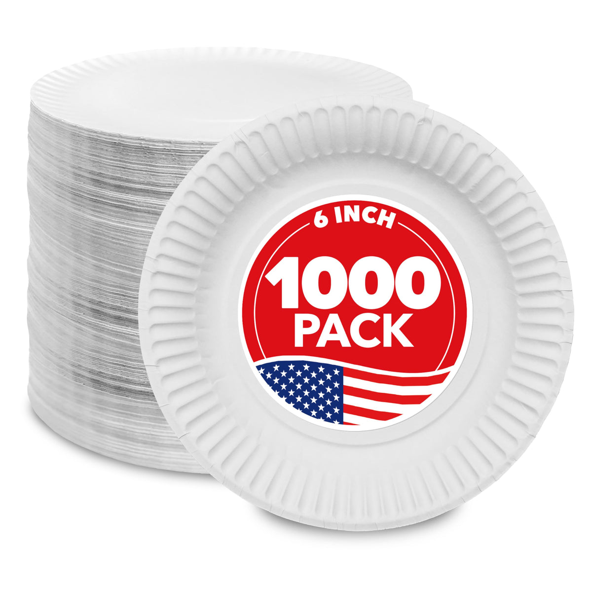 6-Inch Paper Plates Uncoated, Everyday Disposable Dessert Plates 6" Paper Plate Bulk, White, 500 Count, Stock Your Home