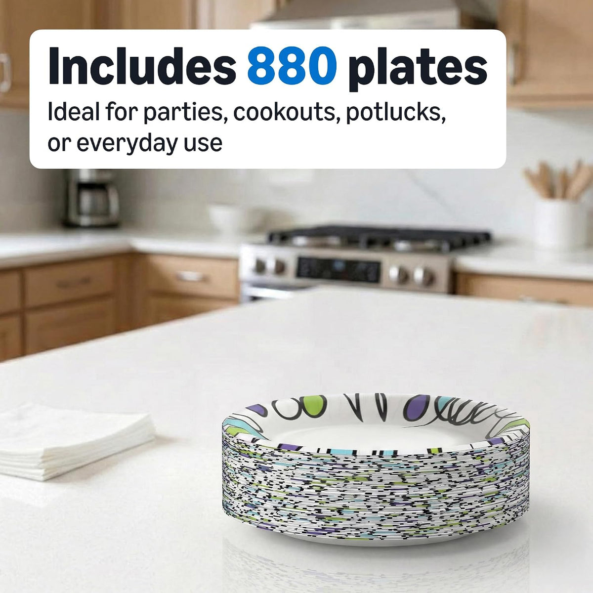Amazon Basics Ultra Paper Plates, 8.62 Inch, Disposable, 880 Count (4 Pack of 220), Packaging May Vary
