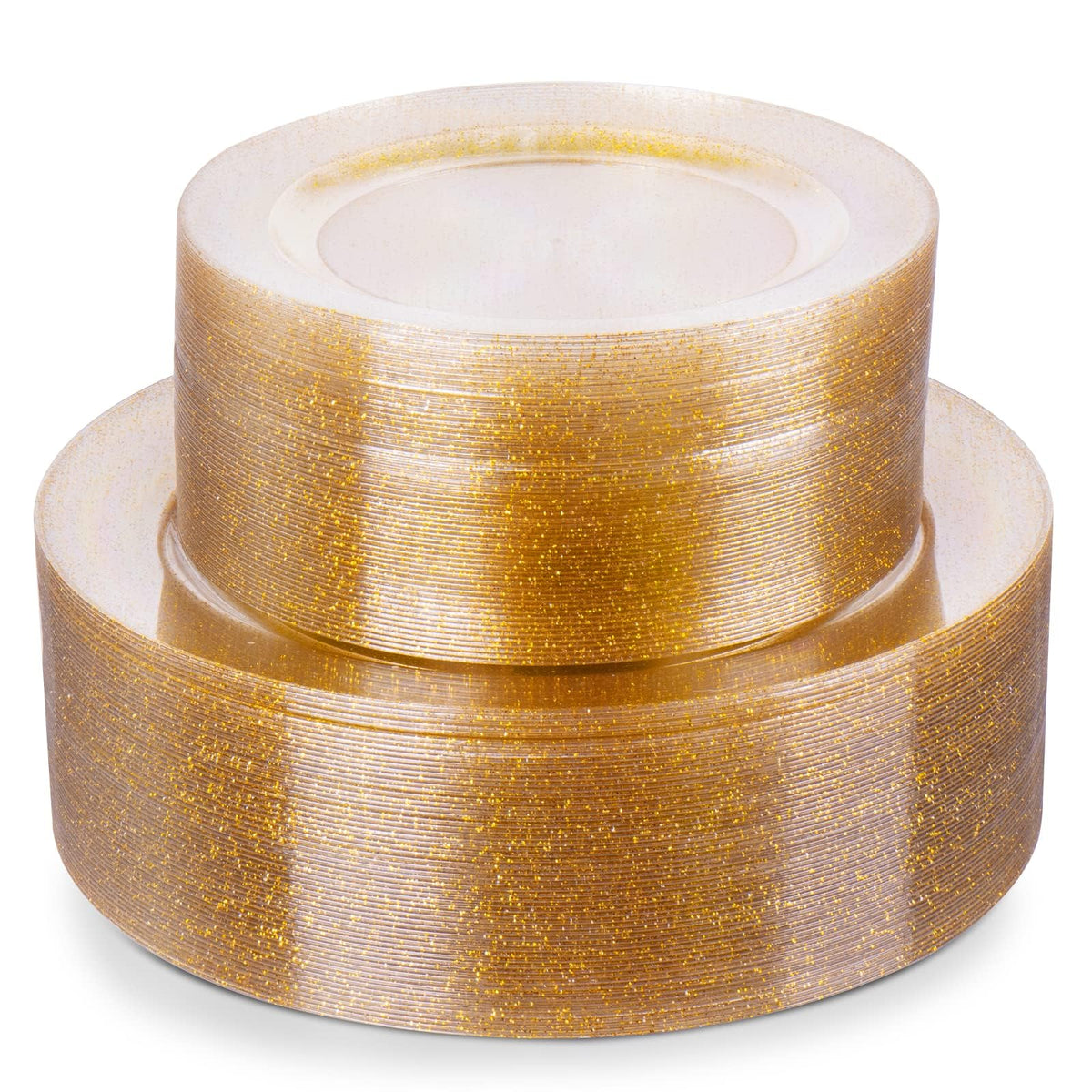 Goodluck 200PCS Gold Plastic Plates, Heavy Duty Disposable Gold Plates
