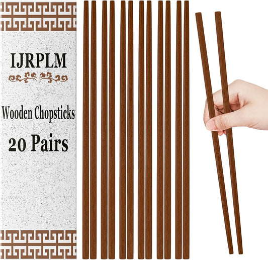 20 Pairs Wooden Chopsticks,Natural Health Wood Chopsticks,Chinese Classic Style,Dishwasher Safe,Hardwood Chopsticks for Cooking Restaurants Noodles(9.8 inch Long)