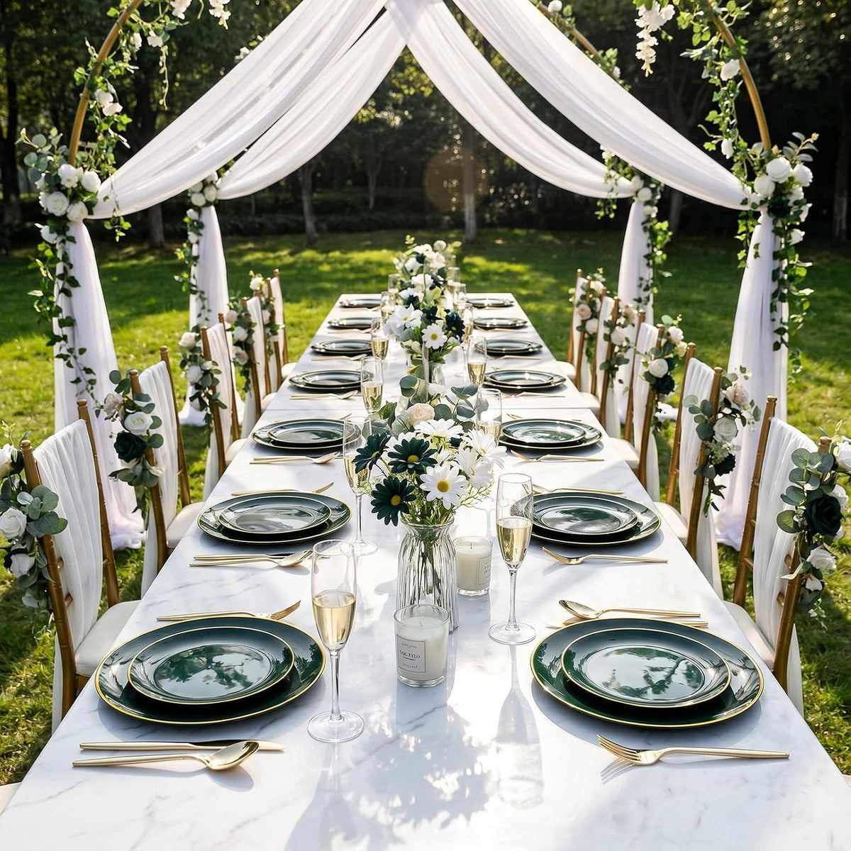 I00000 150Pcs Green Plastic Plates,Premium Disposable Plates for Wedding