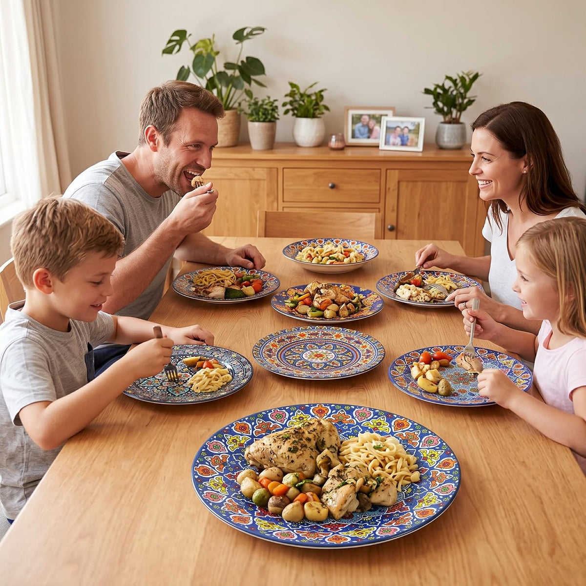 glowworm Dinner Plates, 10.5 Inch Ceramic Plates Set of 6, Bohemian