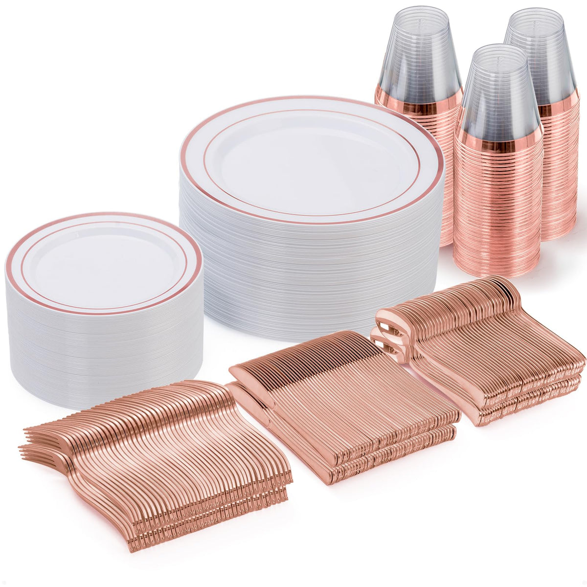 Goodluck 600 Pieces Gold Disposable Plastic Plates for 100 Guests