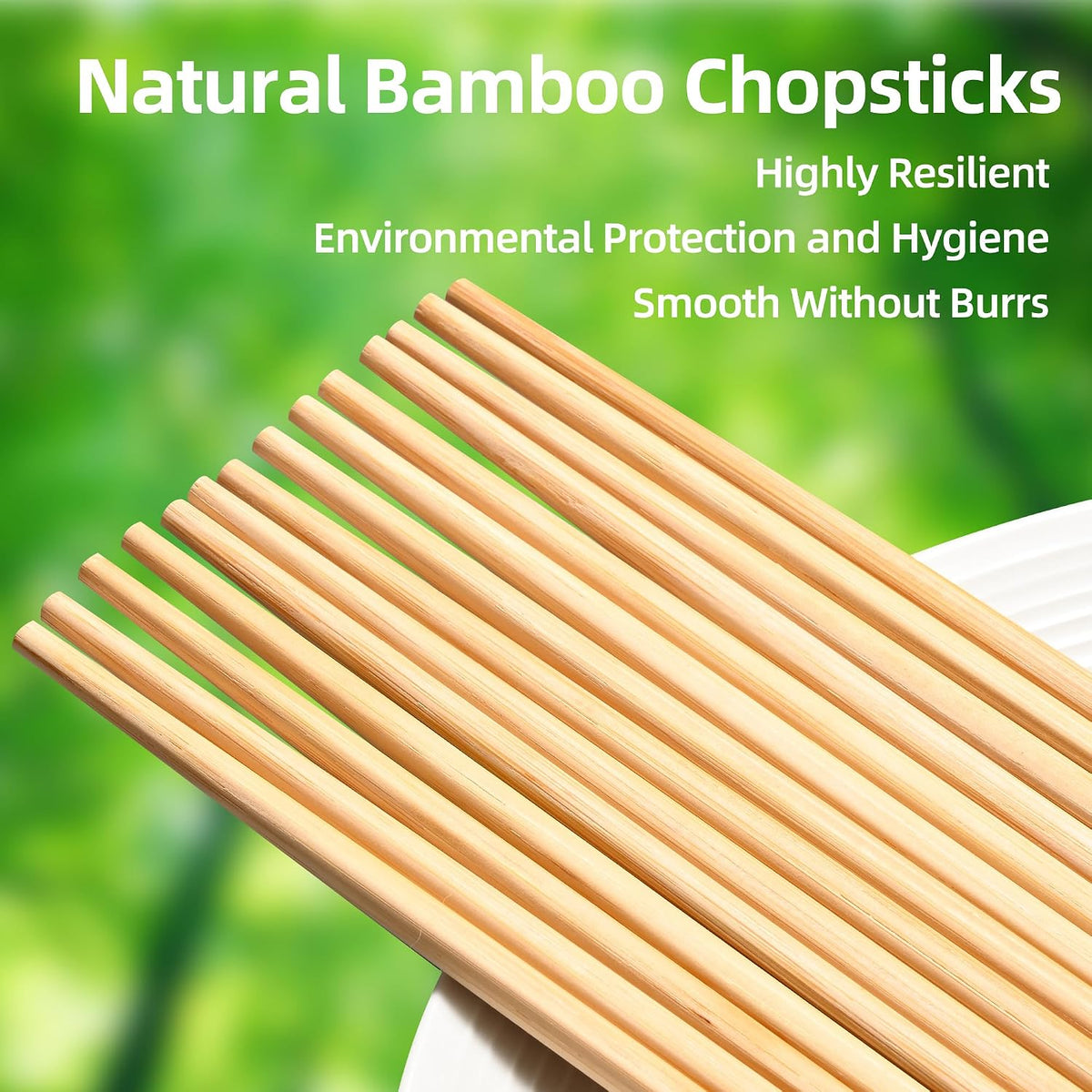 VIWIK 50 Pairs Bamboo Chopsticks, Individually Wrapped Reusable & Disposable Natural Bamboo Chop sticks, Smooth-Finish Bamboo Chopsticks, Splinter-Free, 9 Inch