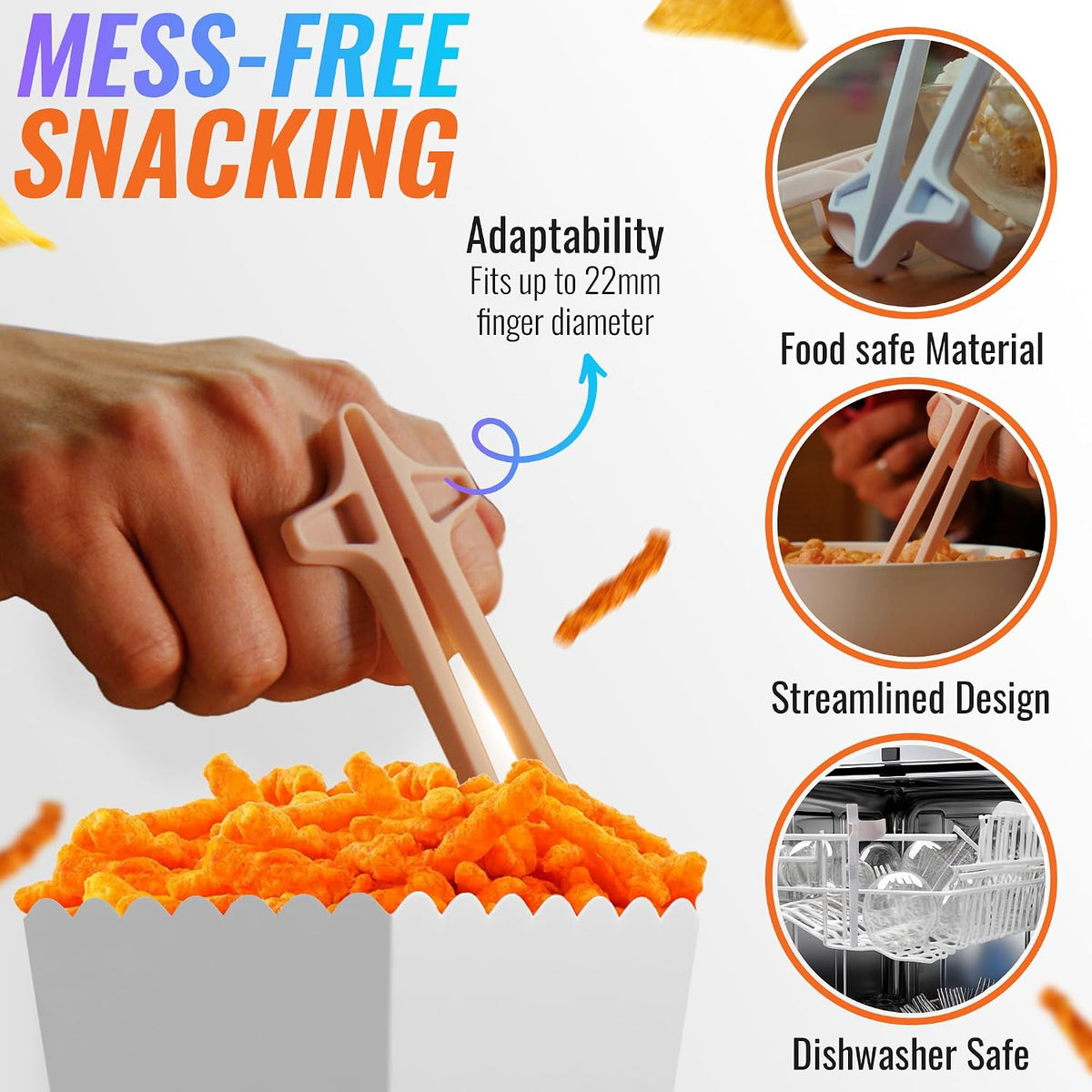 SNACTIV LITE Finger Chopsticks for Gamers 4PC Bundle - As Seen on Shark Tank! The Official Snacking Tool of the Future - Enjoy Snacks and Chips with Ease - Innovative Gaming Snacking Solution