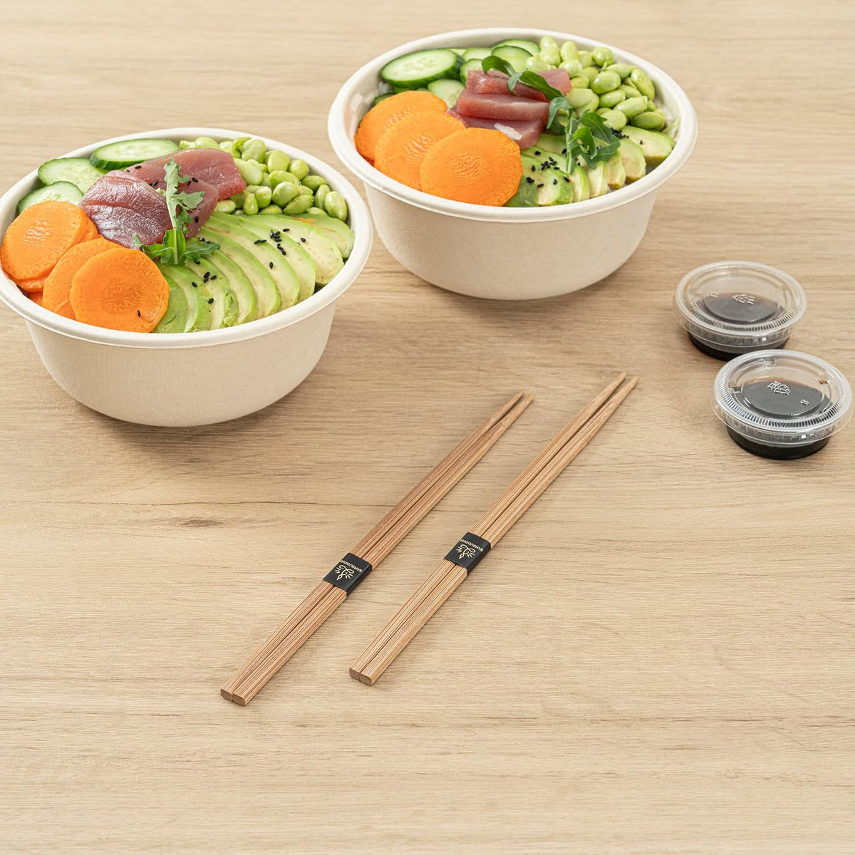 Restaurantware Square Brown Bamboo Modern Chopsticks, 100 Pack