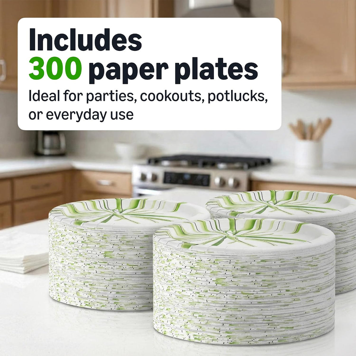 Amazon Basics Everyday Paper Plates, 8.62 Inch, Disposable, 300 Count, Packaging May Vary