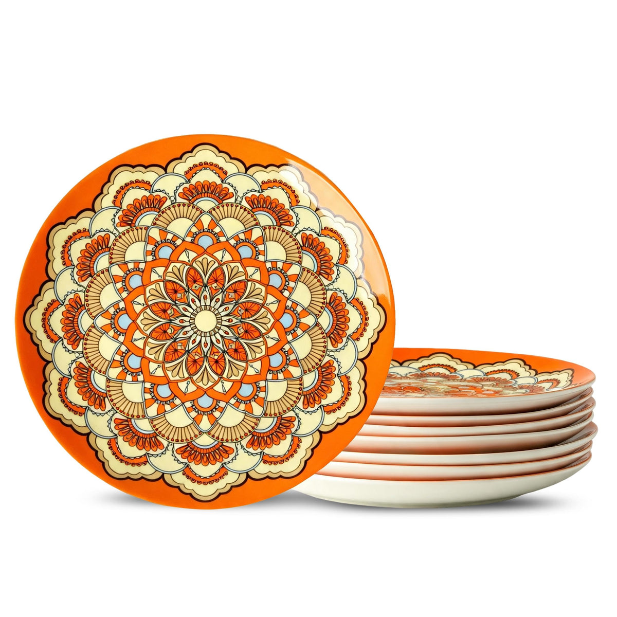 8 Inch Oval Ceramic Plate Set of 8, Ceramic Salad Plates Set