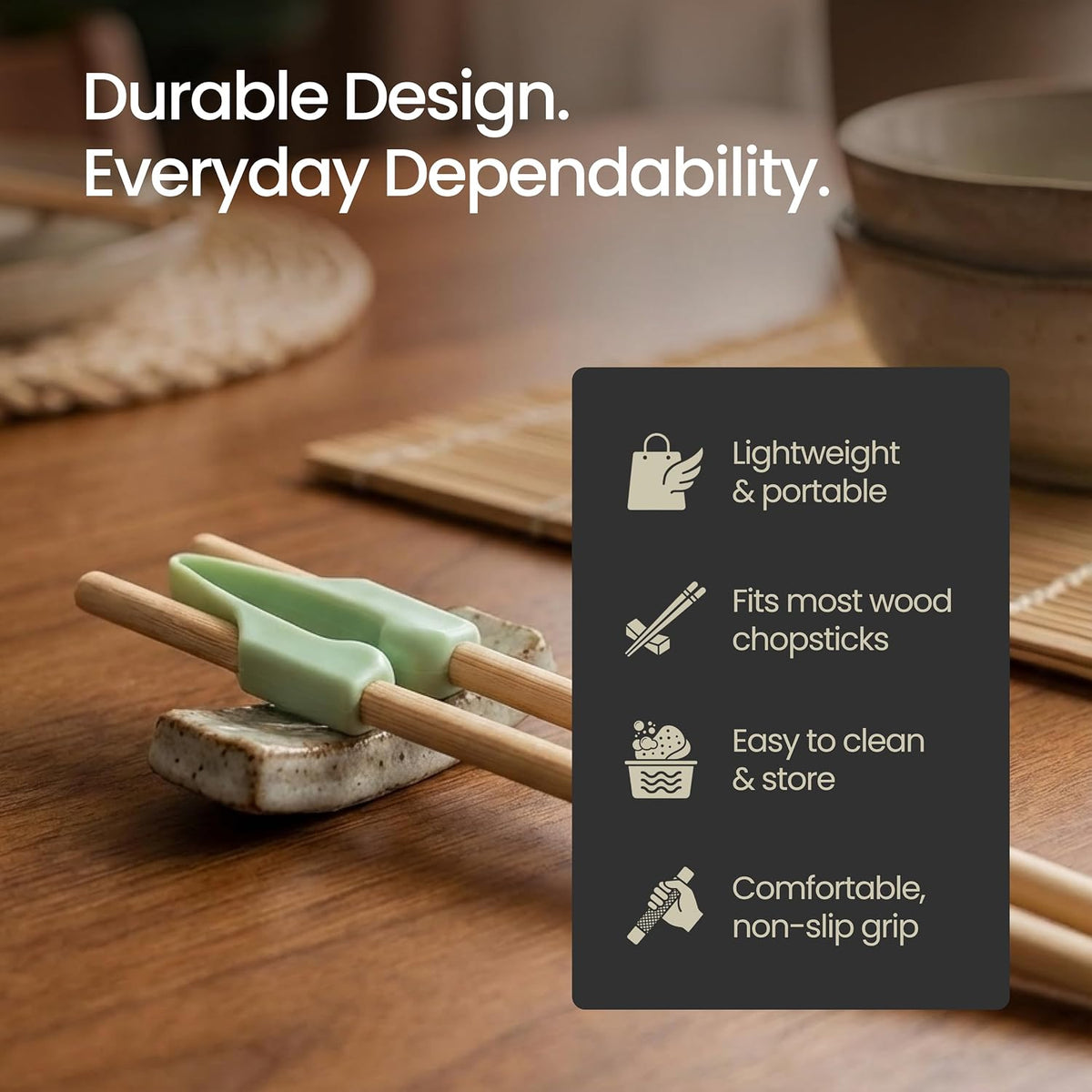 Chopstick Helper & Wood Training Chopsticks for Adults, Seniors & Beginners