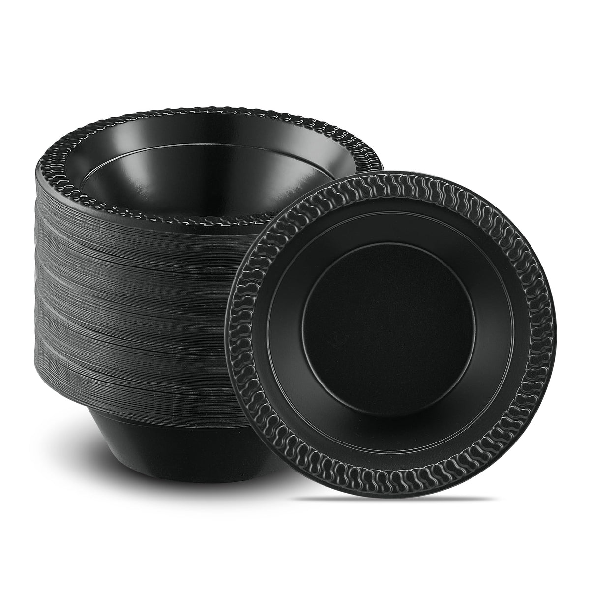 PLASTICPRO 100 PCS Black Plastic Plates Light Weight 9 Inch Plastic Dinner Plates Black Plates Disposable for Party and Wedding