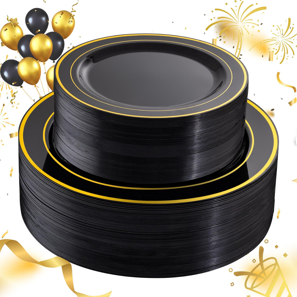 FLOWERCAT 200PCS Clear Plastic Plates Disposable Plates for Party - Clear Bulk Plastic Plates - 100 10" Dinner Plates and 100 7" Salad Plates for Weddings, New Year,Christmas Parties and Events