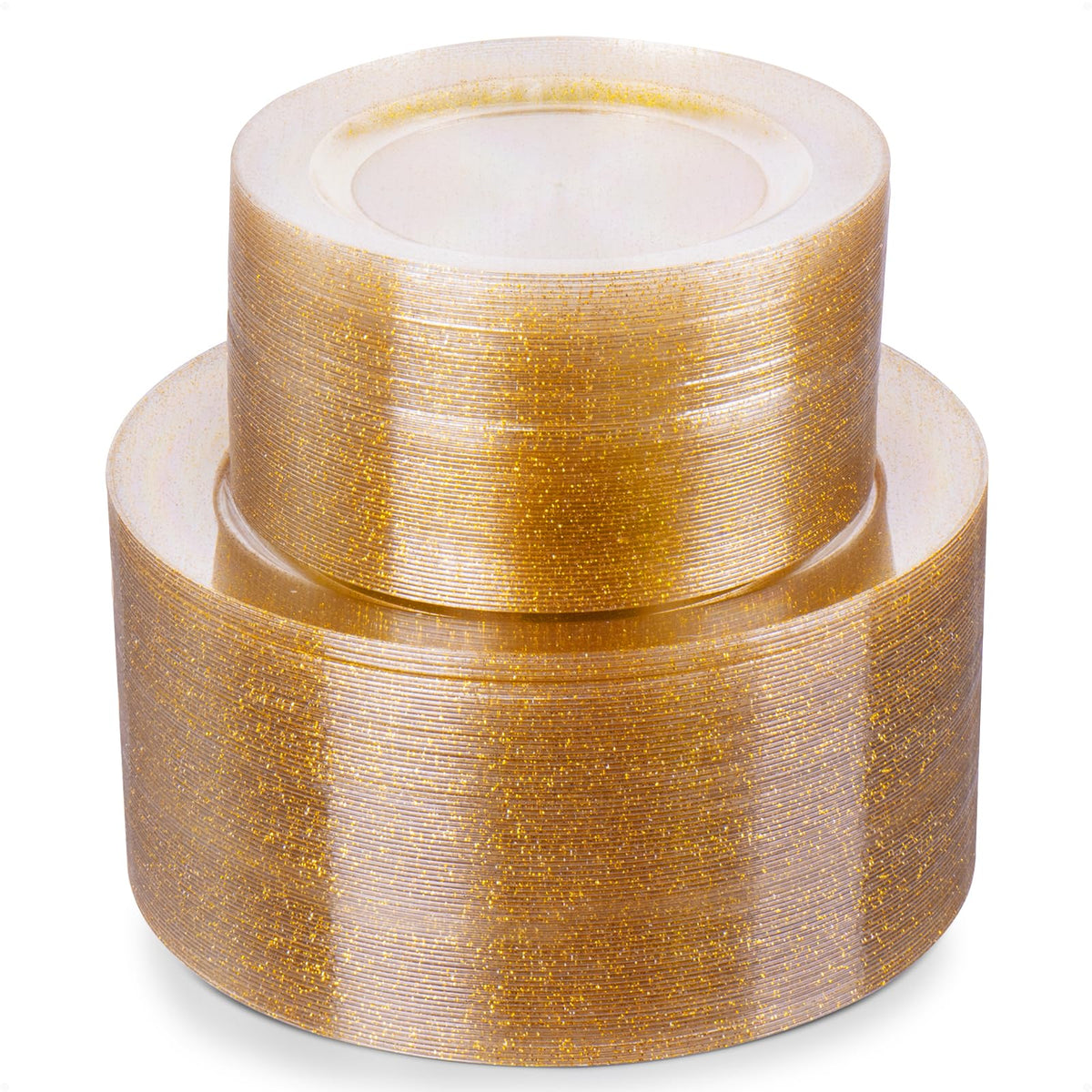 Goodluck 200PCS Gold Plastic Plates, Heavy Duty Disposable Gold Plates