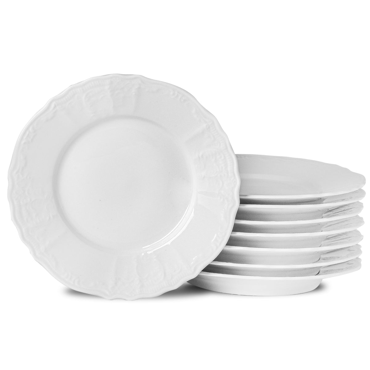 8 Inch Oval Ceramic Plate Set of 8, Ceramic Salad Plates Set