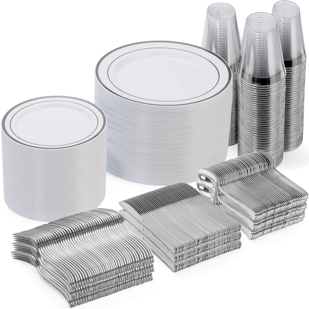 Goodluck 600 Pieces Gold Disposable Plastic Plates for 100 Guests