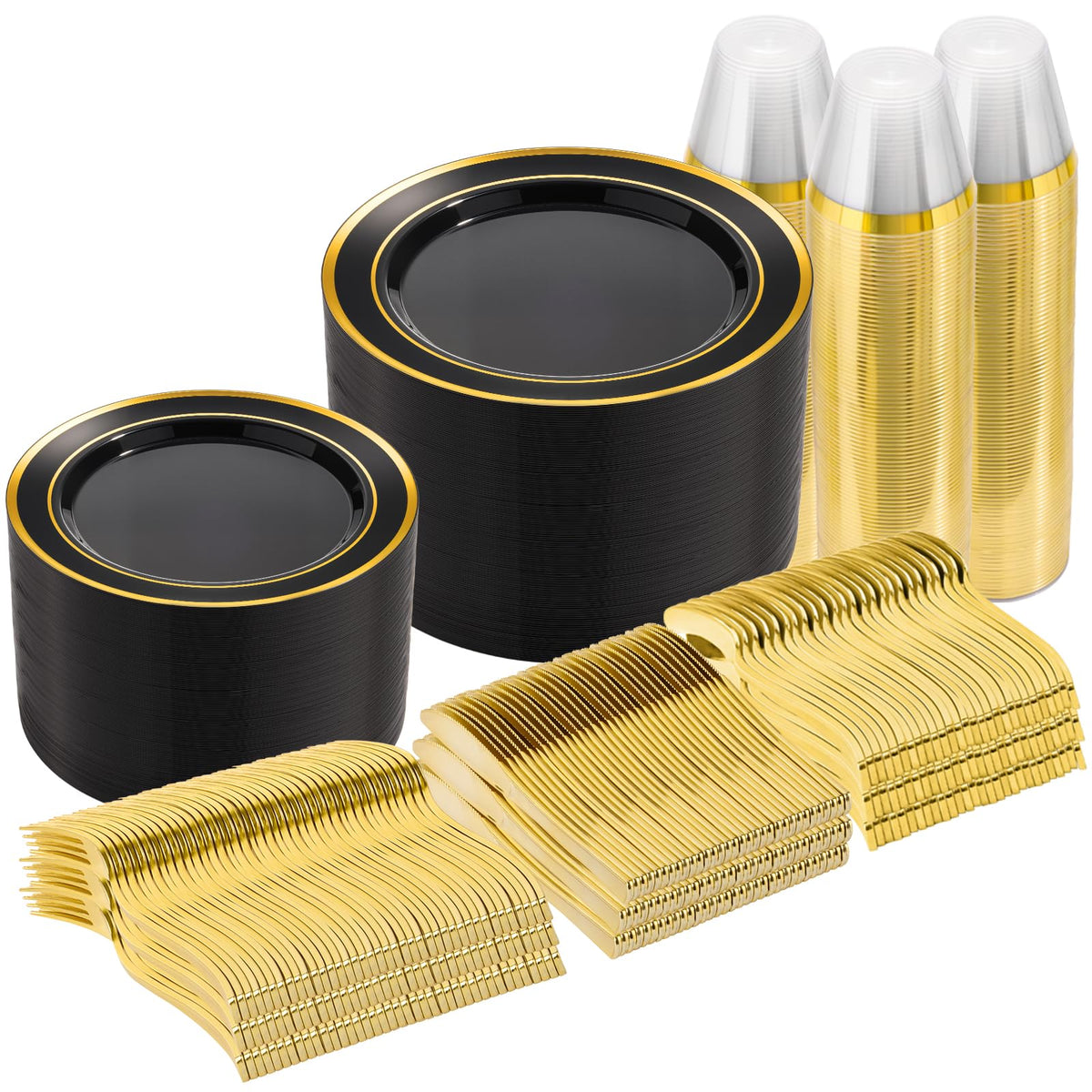 Goodluck 600 Pieces Gold Disposable Plastic Plates for 100 Guests