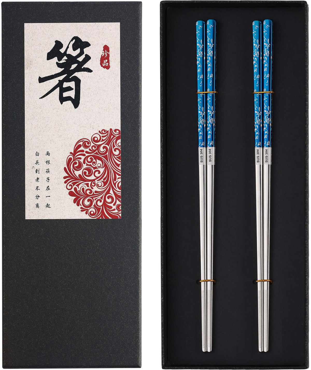 Metal Chopsticks Reusable Dazzling Rainbow Stainless Steel Chopsticks Titanium Plated Dishwasher Safe Fancy Laser Engraved Korean Japanese Chop Sticks Multicolor 2 Pairs Gift Set