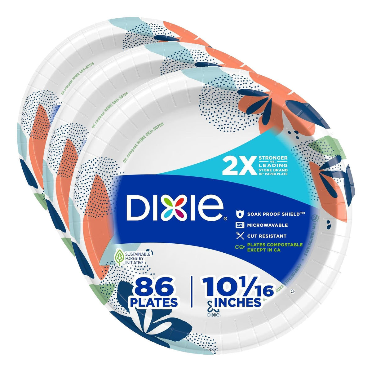 Dixie Large Paper Plates 10 Inch, 150 Ct Disposable Paper Plate Pack
