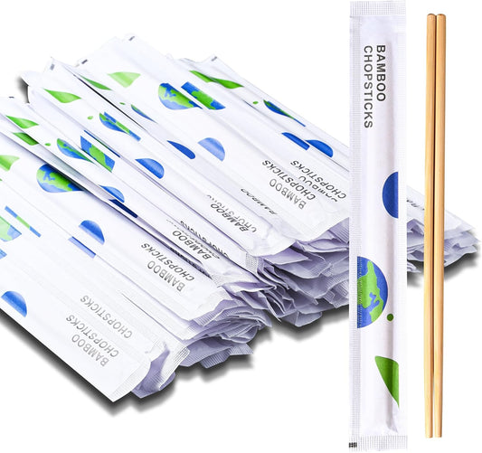 VIWIK 50 Pairs Bamboo Chopsticks, Individually Wrapped Reusable & Disposable Natural Bamboo Chop sticks, Smooth-Finish Bamboo Chopsticks, Splinter-Free, 9 Inch