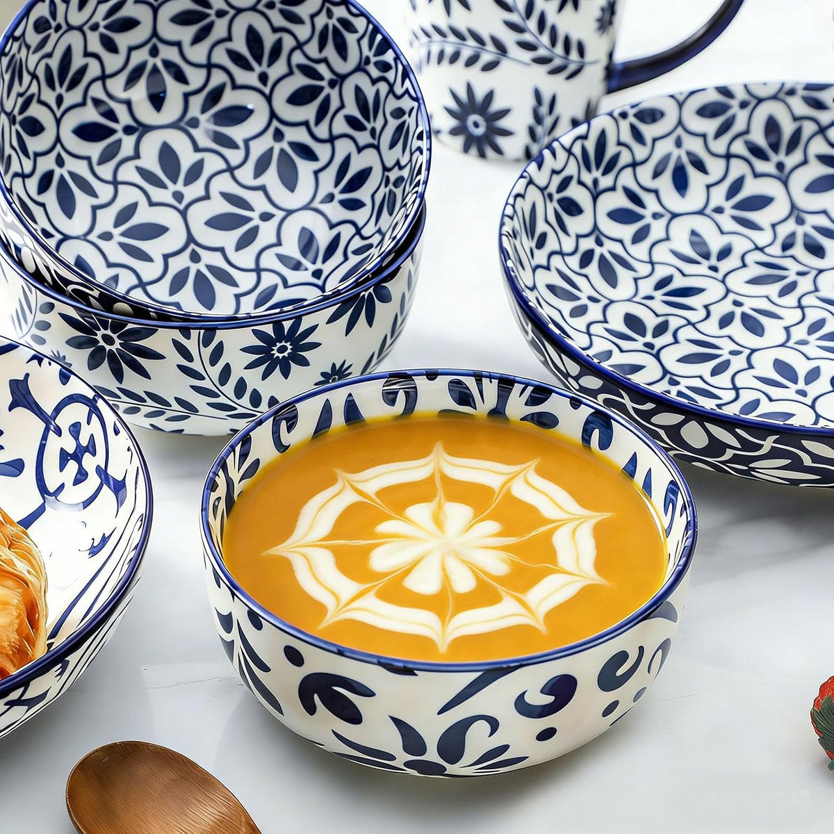 Soup Bowls, 28 Ounce Ceramic Cereal Bowls Set of 6