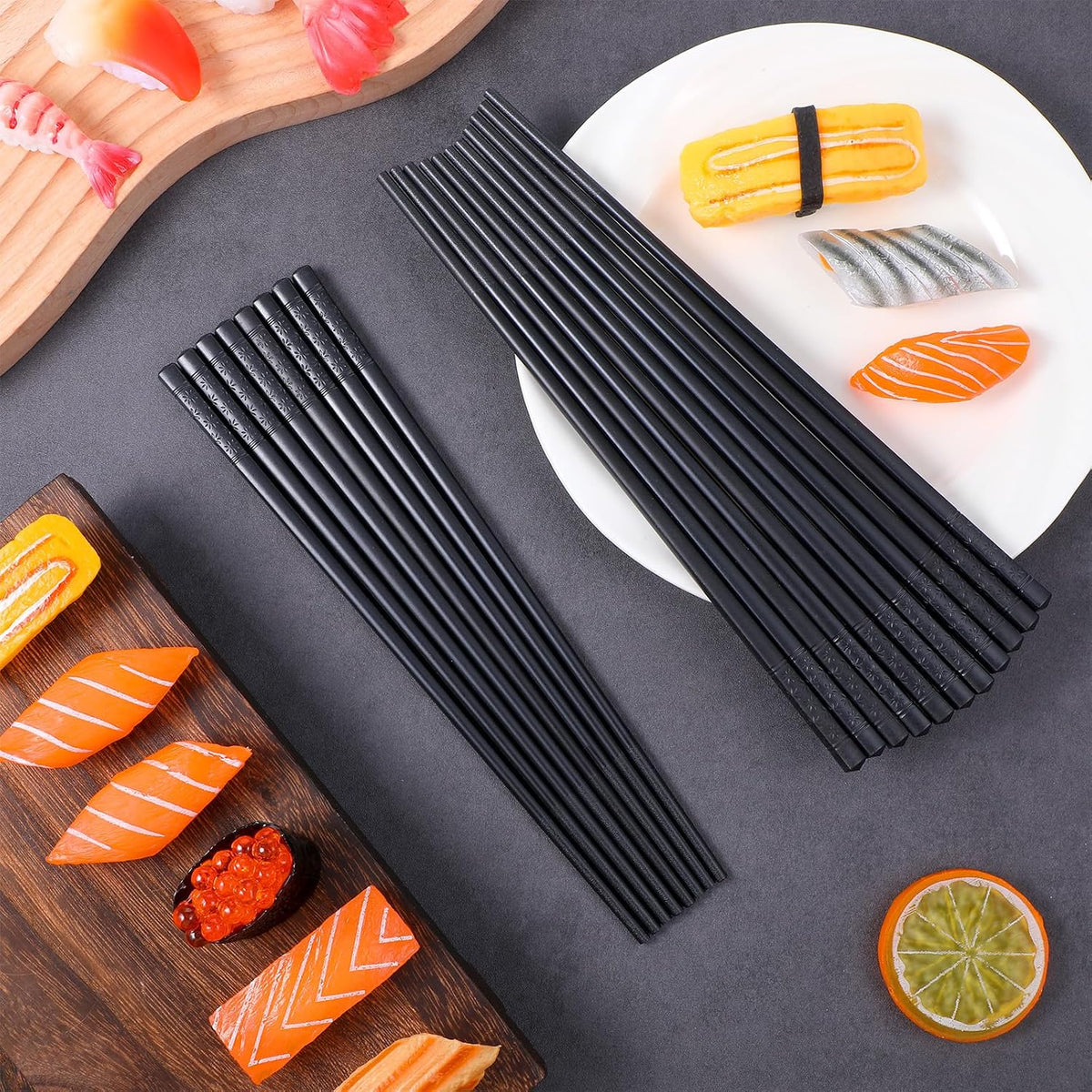 100 Pairs Reusable Chopsticks 9.5inBlack Cherry Chopsticks for Food Cooking