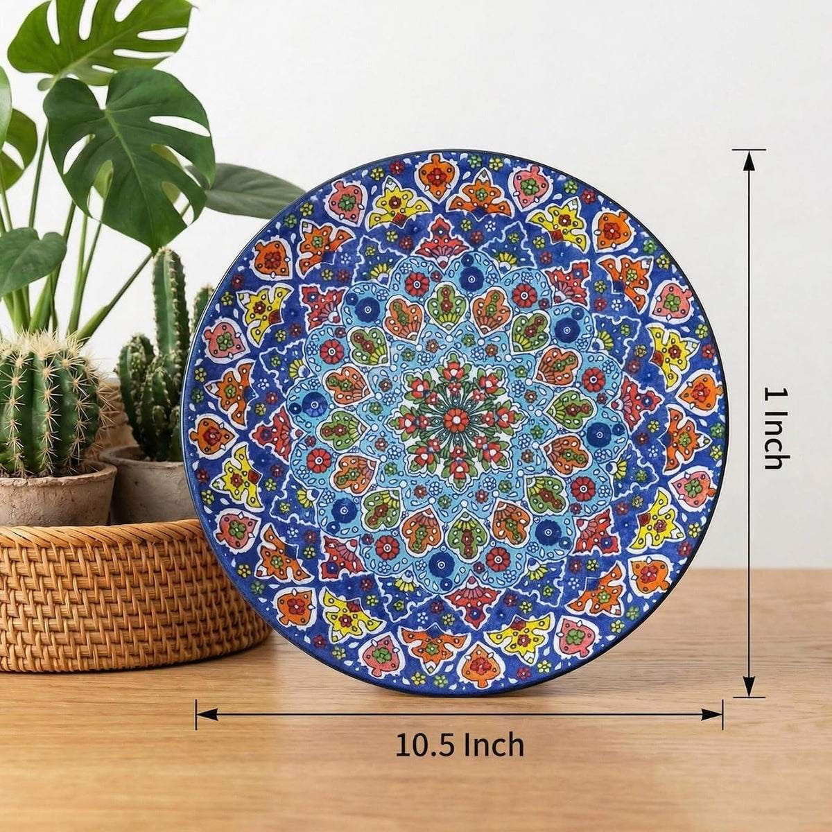 glowworm Dinner Plates, 10.5 Inch Ceramic Plates Set of 6, Bohemian