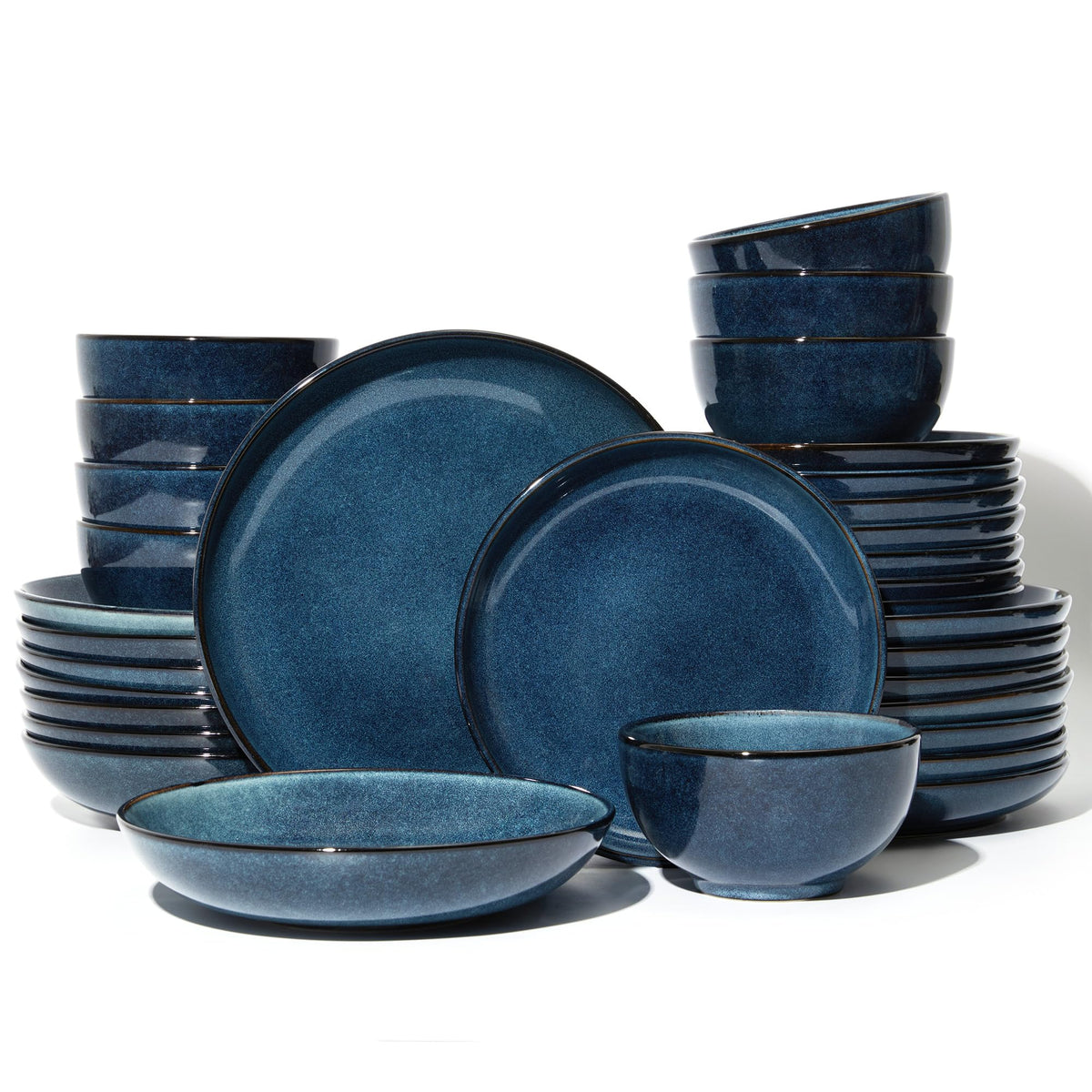 Pokini Stoneware Dinnerware Sets for 4, 12pcs Plates and Bowls Sets Dishes