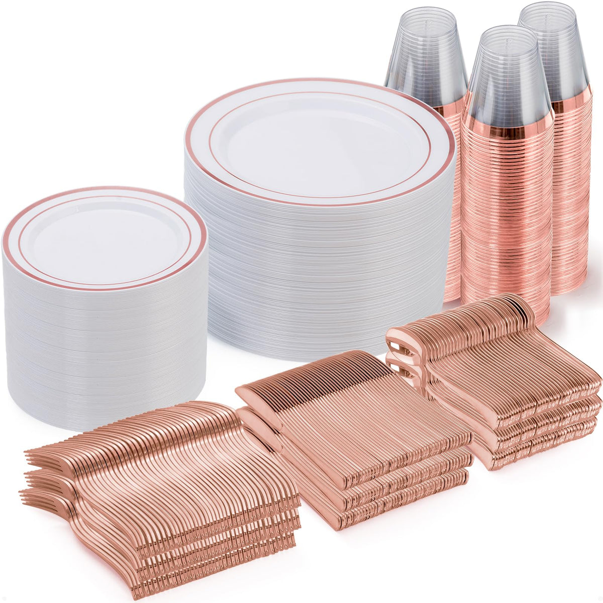 Goodluck 600 Pieces Gold Disposable Plastic Plates for 100 Guests