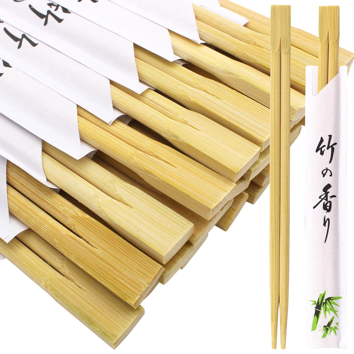 100 Pairs 9 inches Smooth Disposable Bamboo Chopsticks Individually Wrapped Chopstick for Sushi Noodles Splinter-Proof Design
