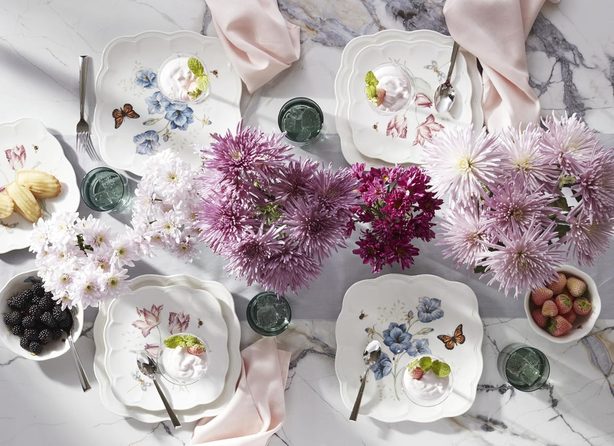Lenox Butterfly Meadow Porcelain 16oz Rice Bowl Set for 4 (4-Piece)
