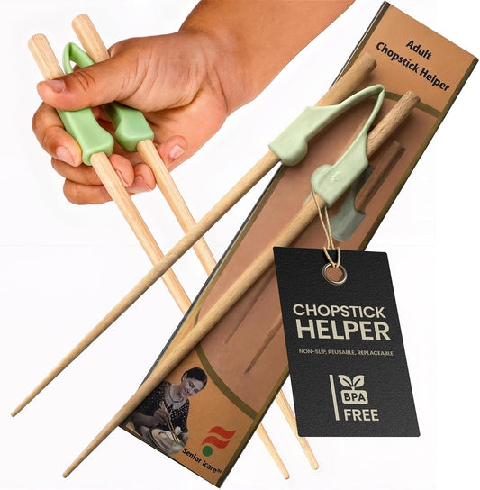 Chopstick Helper & Wood Training Chopsticks for Adults, Seniors & Beginners