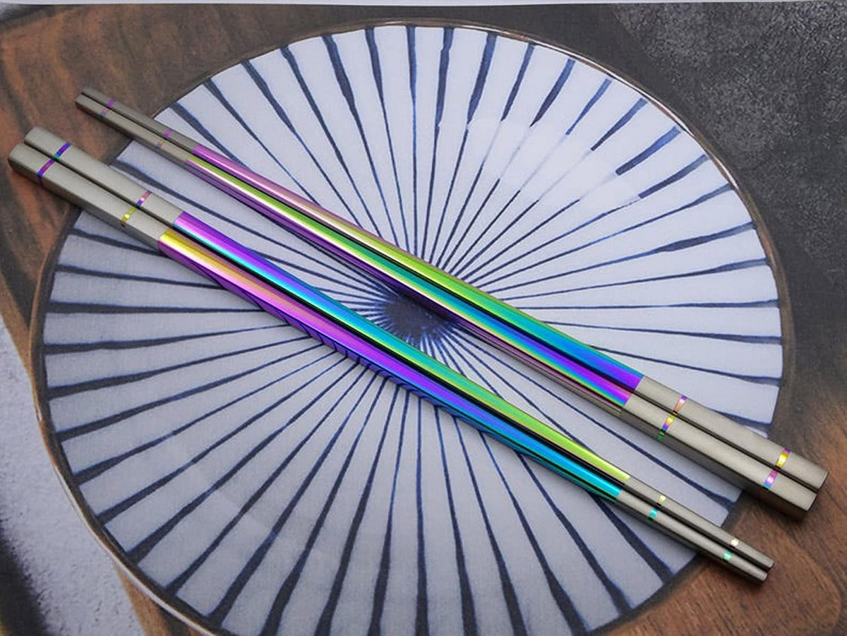 Albino Monkey Rainbow Metal Chopsticks Reusable Stainless Steel (5 Pairs)