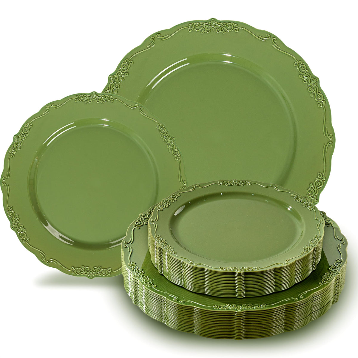 Tinybee 60PCS Clear Green Plastic Plates,Green Plates Disposable Heavy Duty
