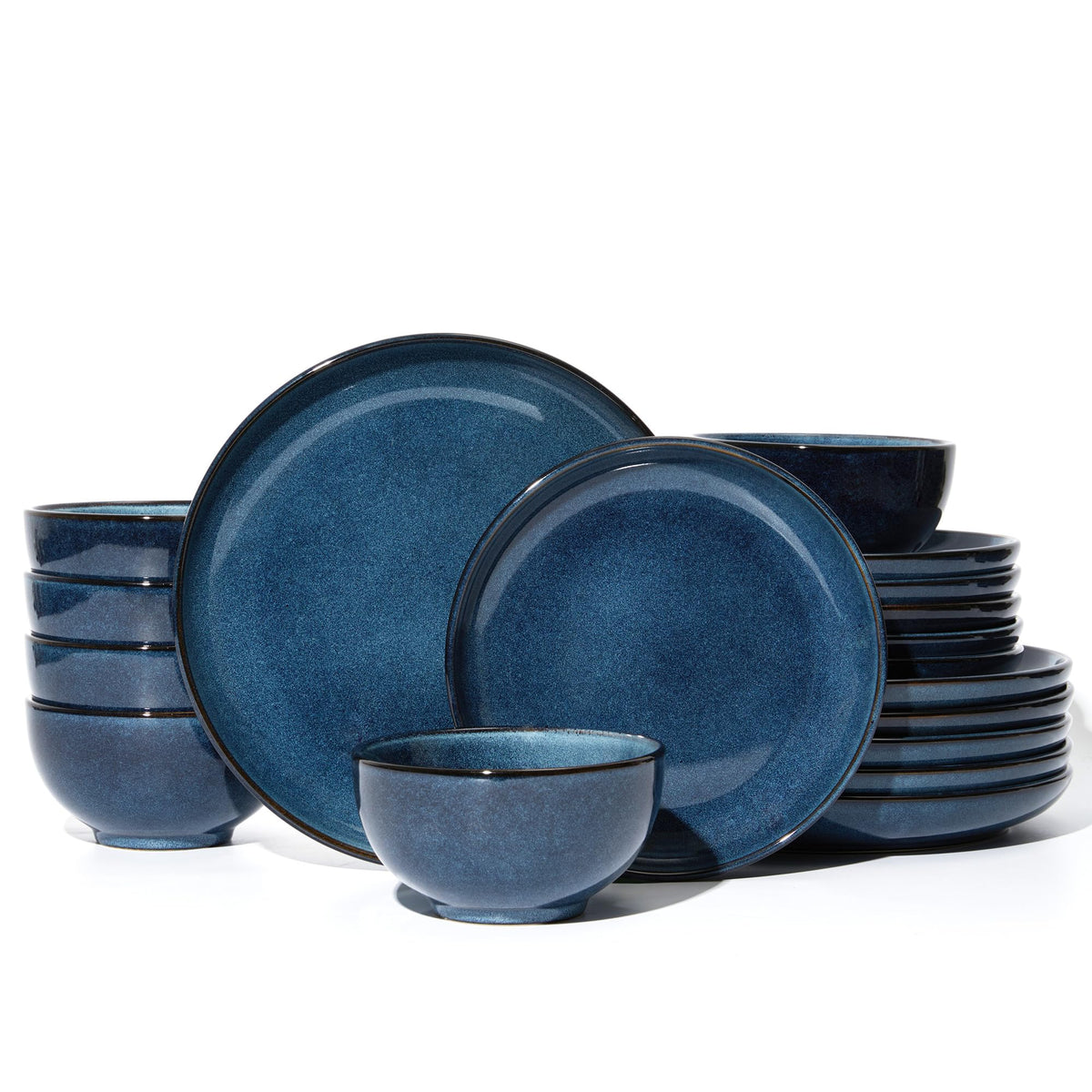 Pokini Stoneware Dinnerware Sets for 4, 12pcs Plates and Bowls Sets Dishes