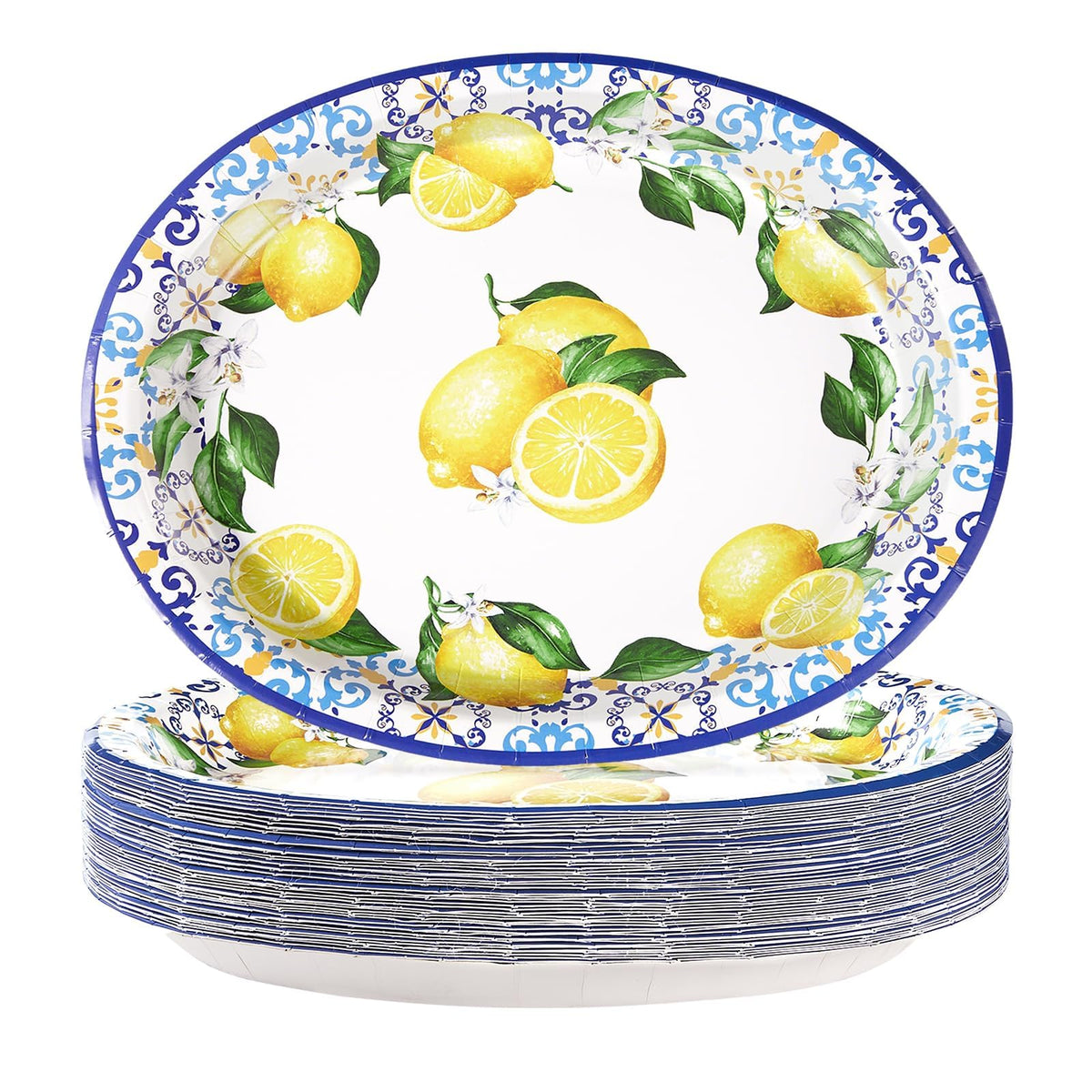 50Pcs Gingham Oval Paper Plates 10" x 12" Large Disposable Heavy Duty Red and White Buffalo Checked Plaid Dessert Platter Sturdy Plates for Fall Pizza Picnic BBQ Baby Shower Birthday Party Supplies