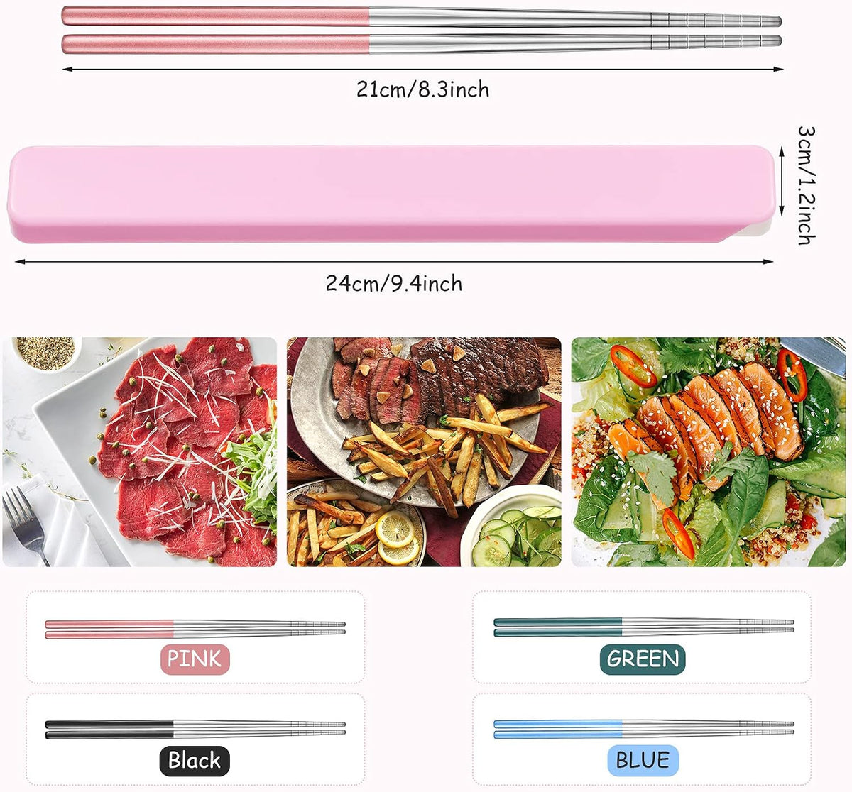 4 Pairs Portable Travel Chopsticks with Case Metal Chopsticks Utensil Set