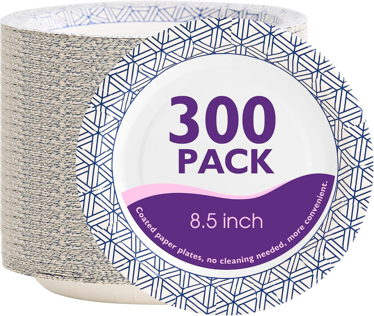 Disposable Paper Plates 8.5 Inch 300 Count