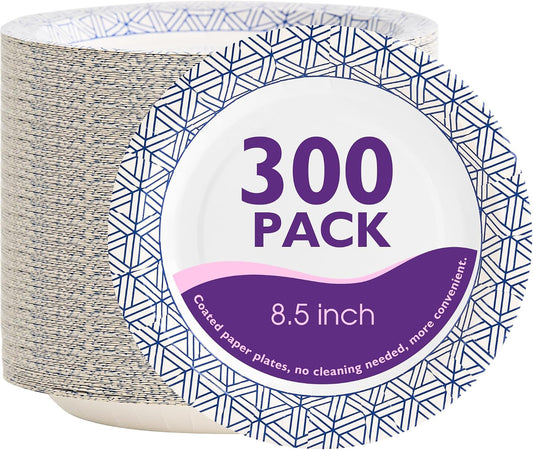 Disposable Paper Plates 8.5 Inch 300 Count