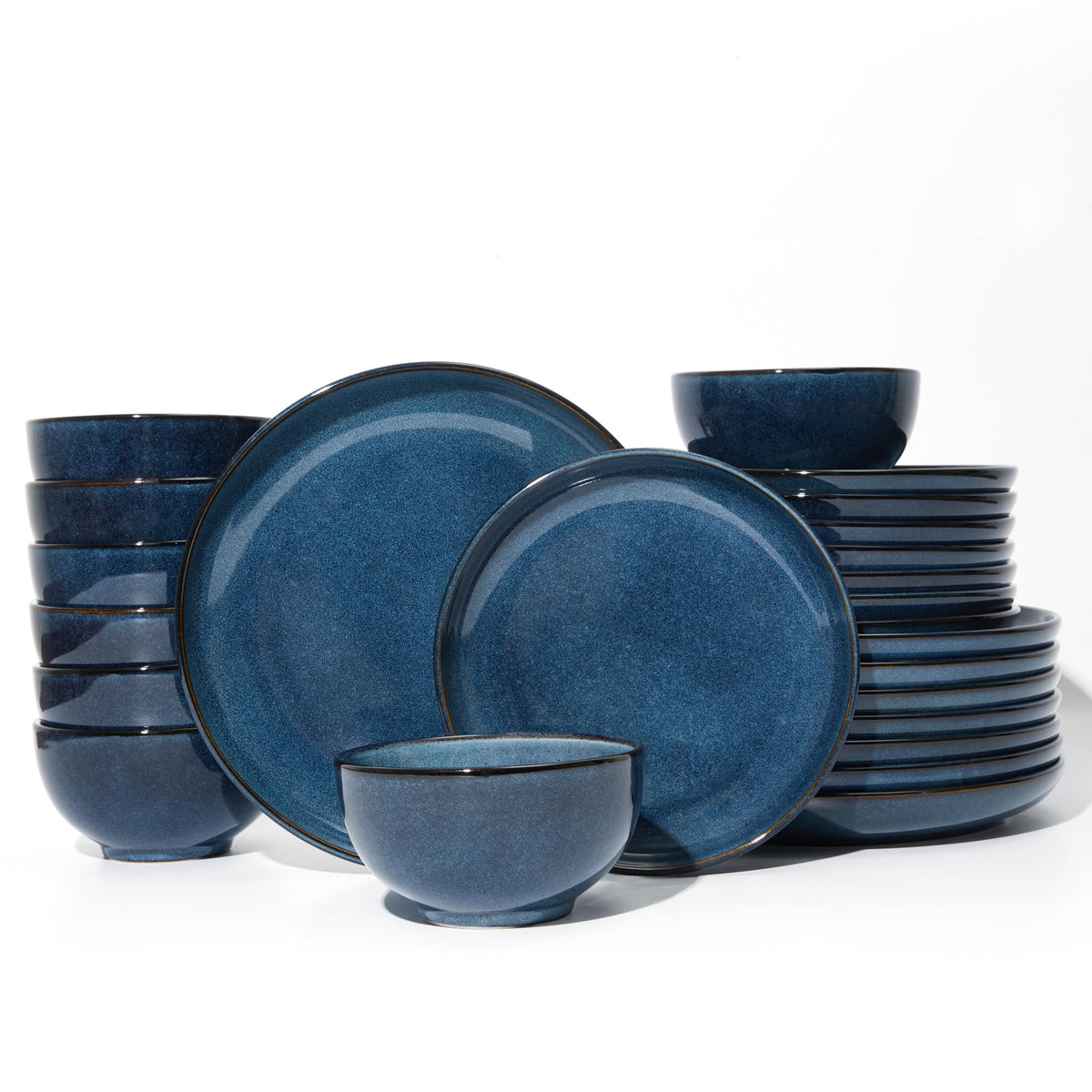 Pokini Stoneware Dinnerware Sets for 4, 12pcs Plates and Bowls Sets Dishes