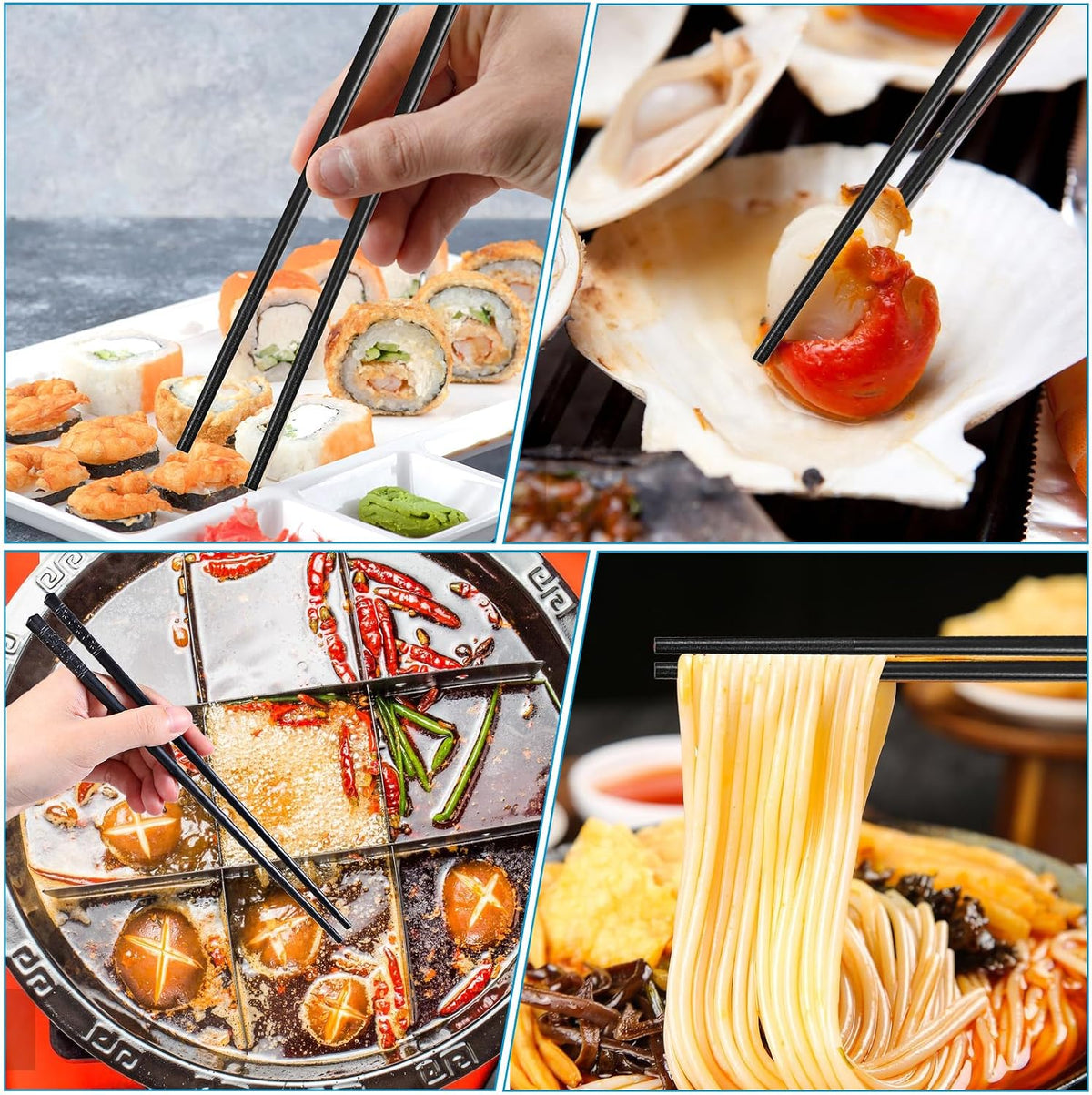 100 Pairs Reusable Chopsticks 9.5inBlack Cherry Chopsticks for Food Cooking